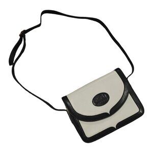 Retro Purse/Handbag White and Black Adjustable Strap Leather Good Condition